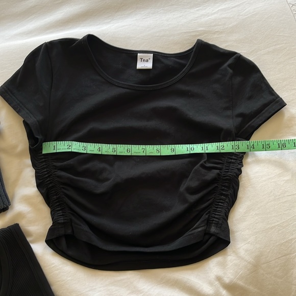 TNA Aritzia Blue White Sweater Vest, Black Crop Top Sunday Best. 2XS/S Lot of 3 - Picture 9 of 12